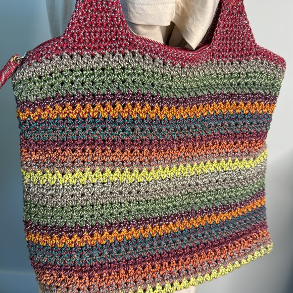 The SAK Crochet Multicolor Fabric Bag purse Tote - Picture 2 of 7